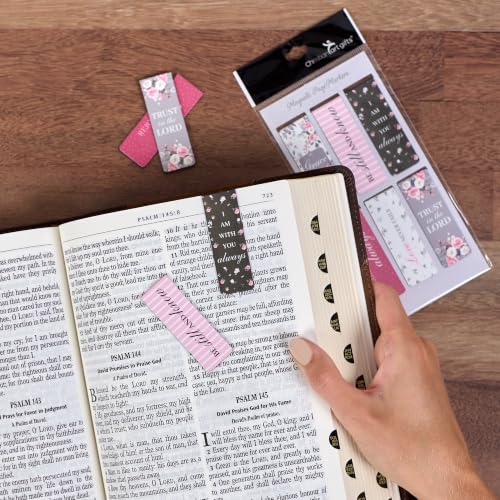 Christian Art Gifts Floral Magnetic Scripture Bookmark Set for Women - color: Pink Roses
