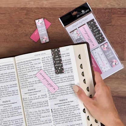Christian Art Gifts Floral Magnetic Scripture Bookmark Set for Women - color: Pink Roses