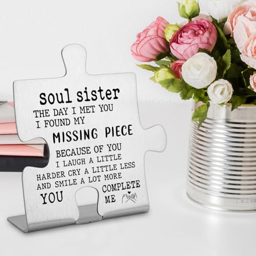 FOKCBOCM Thank You Gift Sisters Women Friend Sister Definition Birthday Gift Her Cute Graduation Christmas Friendship Gift Sister Engraved Block Puzzle Sister Present Funny Office Desk Decor - style: Soul sister