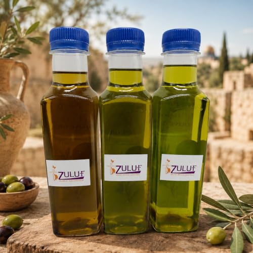 Zuluf Blessed Olive Oil Set of 3 Pure Anointing Oil from the Holy Land Jerusalem Bethlehem Christian Prayer for Baptism Christening Godparent Faith Gift Unscented 25.4 Fl Oz 3 Pack Bottles