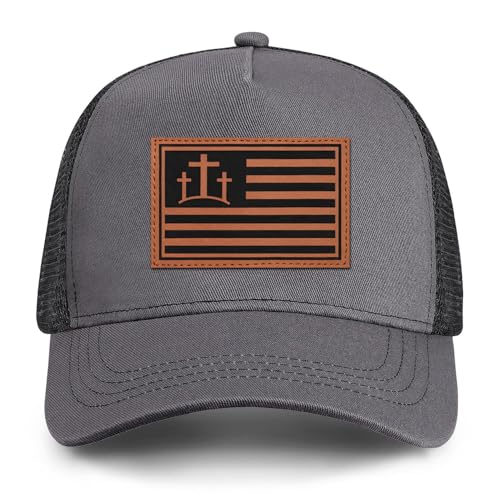Christian Jesus Cross Trucker Hat Faith Hats for Men Women Religious Gifts - color: A-gray