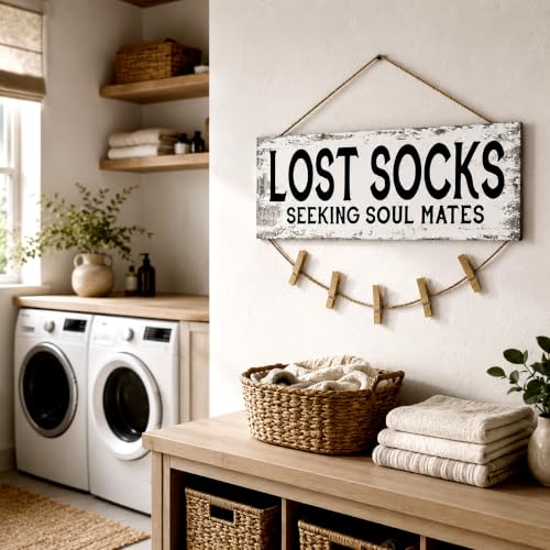 Lost Socks Laundry Room Sign Farmhouse Wall Decor 6"x14.5" - color: Lost Socks