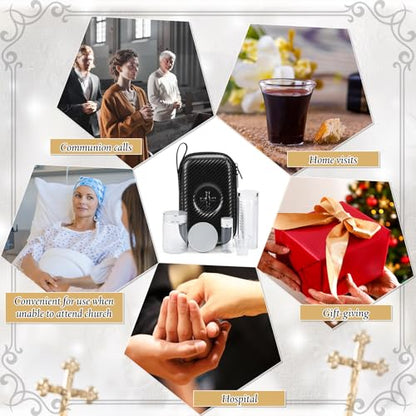 Uiifan 2 Set Portable Communion Cups and Wafer Set, Black - color: Black