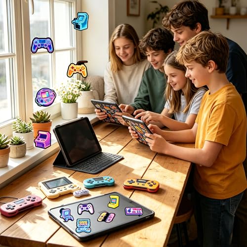 50Pcs Neon Game Water Bottle Stickers for Kids, Neon Video Gaming Sticker for Water Bottle, Vinyl Waterproof Laptop Decals for Gamers Teens Adults Sticker Pack - color: Non-luminescent-488kscp