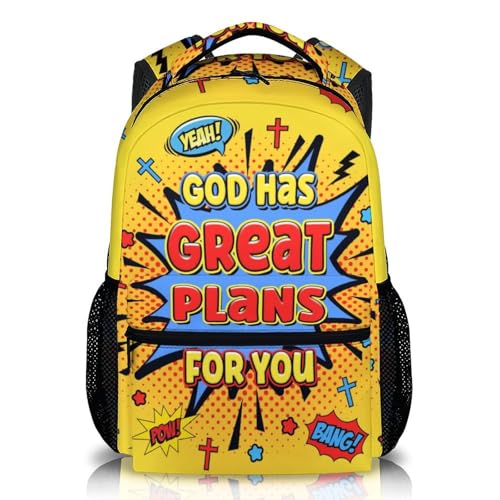 Kids Backpack Schoolbag for Boys Girls, Christian Gift Lightweight Backpacks for Kindergarten Primary Elementary Middle - color: Yellow