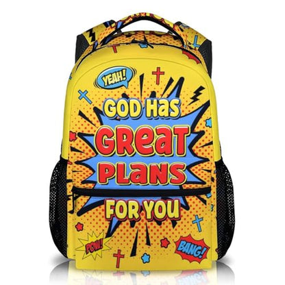 Kids Backpack Schoolbag for Boys Girls, Christian Gift Lightweight Backpacks for Kindergarten Primary Elementary Middle - color: Yellow