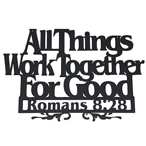 Inspirational Word Art, Christian Faith Biblical Verse Wall Sign, Hand-Made Wooden Decoration Plaque for Home, Office, Church (All Things for Good) - color: All Things For Good