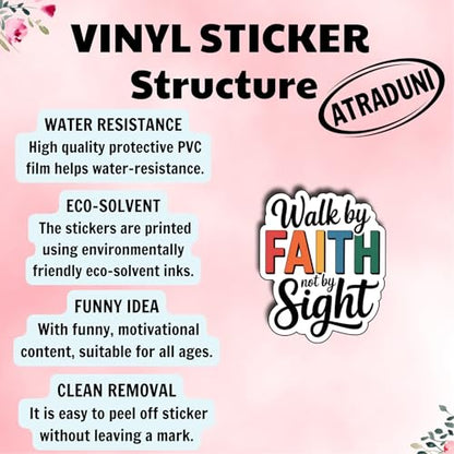 (3Pcs) Walk by Faith Not by Sight Stickers Inspirational Christian Faith Quote Motivational Gifts Waterproof Vinyl Decals for Laptop Water Bottle Car Size 3" x 2.2" - color: Walk By Faith Not By Sight