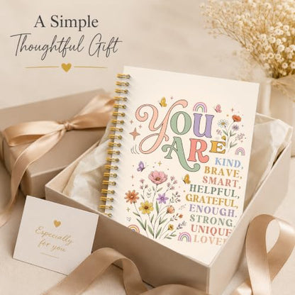 JMICTUB Boho Floral Motivational Spiral Notebook 5.5x8.3, You Are Kind Positive Affirmations Hardcover Lined Journal for Kids - color: Spiral notebook-16