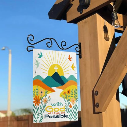 Christian Garden Flag God All Things Possible Double Sided 12x18in - color: White Summer
