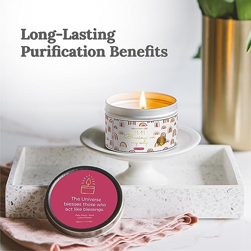 MAGNIFICENT 101 Long-Lasting Affirmation Tin Soy Wax - 6 Oz - 35-Hour Burn - Sage & Palo Santo Scent - Energy Cleansing & Manifestation