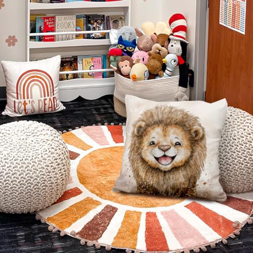 Vintage Lion Pillow Covers 18x18, Lion Gifts, Animal Nursery Decor, Cute Wild Animals Decorative Throw Pillow Covers Pillowcases for Kids Room Bedroom Nursery Playroom Decor - color: 00-kidroom(3) Lion