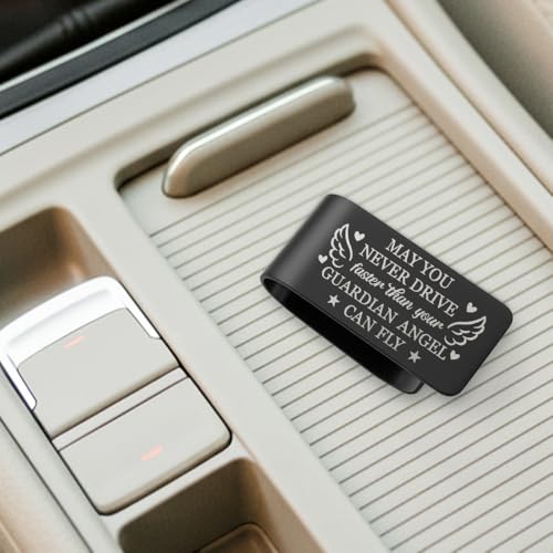 Never Drive Faster Guardian Angel Visor Clip for Cars Drivers Gifts - color: Black