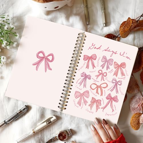 Coquette Pink Bow God Says I am Christian Notebook Journal for Women - color: God Says I'm