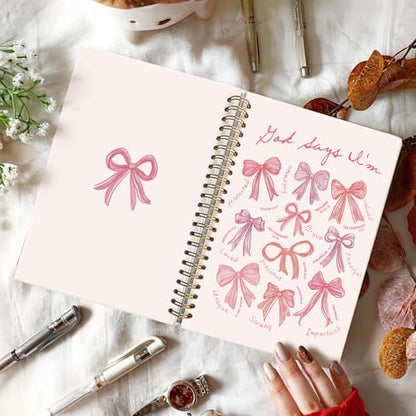 Coquette Pink Bow God Says I am Christian Notebook Journal for Women - color: God Says I'm