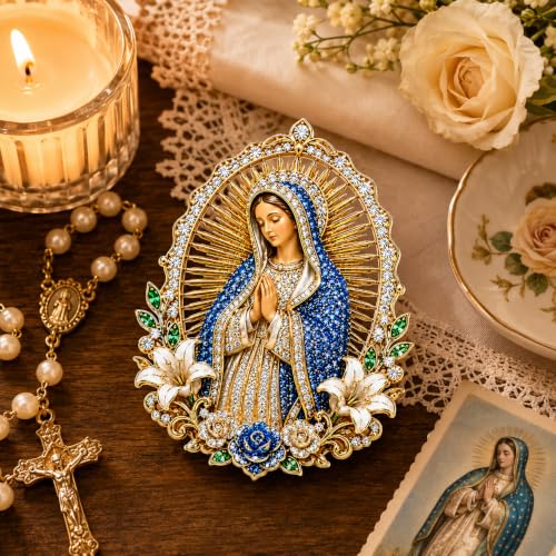 Sacred Heart of Jesus Brooch Pin, Virgin Mary Pin Catholic Sacred Heart Home Altar Church Baptism Religious Inspirational Jewelry Gift - color: Gold Red God