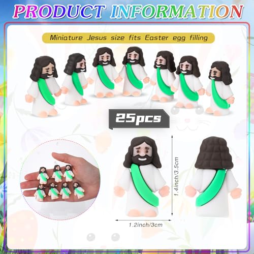 Bememo 25Pcs Mini Jesus Figure for Religious Favor,Green - color: Green