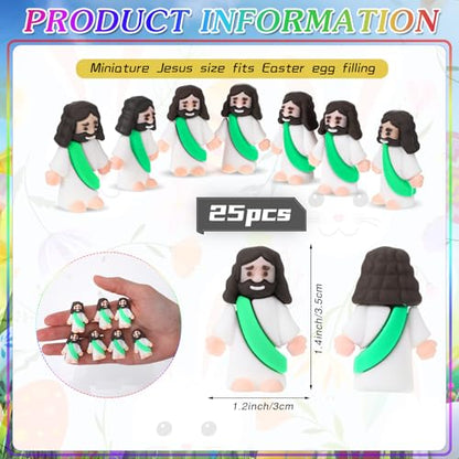 Bememo 25Pcs Mini Jesus Figure for Religious Favor,Green - color: Green