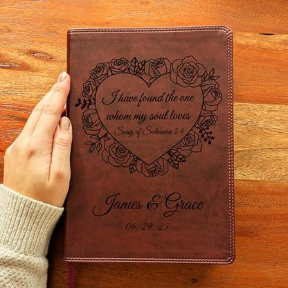 SacredBound Personalized ESV Super Giant Print Bible – Burgundy TruTone Faux Leather | Custom Name Engraved | English Standard Version with 17-Point Font & Full-Color Maps (Song of Solomon)
