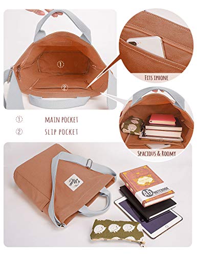 Lily queen Women Canvas Tote Handbags Casual Shoulder Work Bag Crossbody - color: Brown Sugar