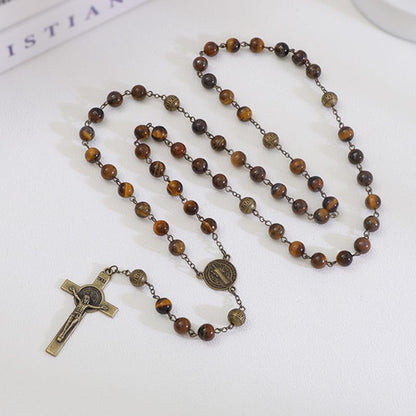 KOMI 8mm Natural Stone Beads Rosary Necklace Rosarios Catolicos Para Mujer Catholic Rosary Beads for Women Christian Gifts - style: Rosary-4