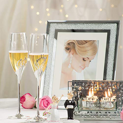 Pavilion Gift Company Glorious Occasions Crystal Wedding Picture Frame, 5" x 7", White - color: White