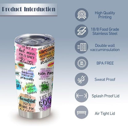 20oz Sarcastic Funny Sassy Women Insulated Stainless Steel Tumbler with Lid - color: 1 Count (Pack of 1)-Sarcastic