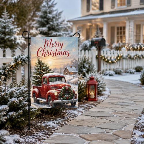 Louise Maelys Christmas Truck Garden Yard Flag 12x18 Inch Snow - color: Multi-9