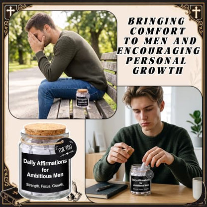 Lunmon Daily Affirmations Jar for Ambitious Men 96 Motivational Quotes - style: Man Affirmation