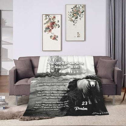 Psalm 23 Gifts Blanket 80"X60" Bible Verses Christian Scripture Bed Throw Blanket Soft Lightweight Cozy Warm Religious Blankets for Kids Teens Men Women - color: Psalm 23, size: 80"x60"