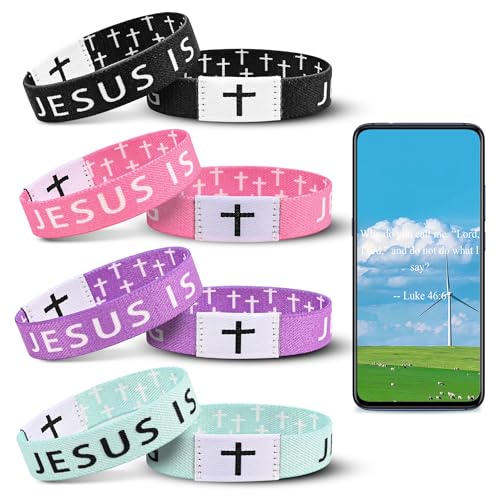 4PCS Daily Bible Verse WWJD Bracelet, Christian Jesus Bracelet for Women Men, Jesus Gift Wristband, What Would Jesus Do Bracelet - style: 4 Colors JESUS IS KING
