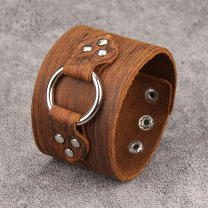 Jeilwiy Punk Rock Gothic Black Rivet Leather Spiked Necklace Collar Neckband Leather Choker Necklace for Women Mom Gifts Adjustable - color: 08 Leather Cuff Bracelet Brown