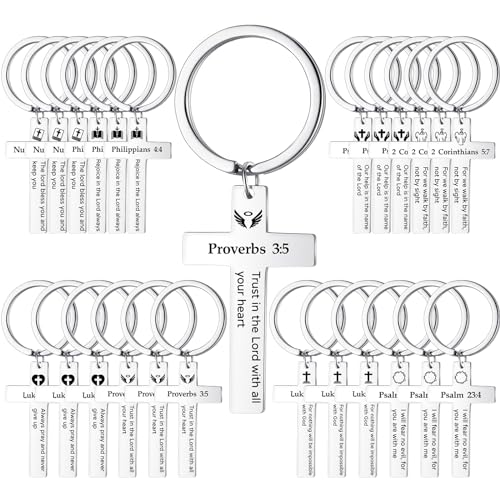 45 Pcs Christian Cross Keychain Bulk 15 Styles - color: Sliver, style: Bible