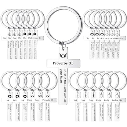 45 Pcs Christian Cross Keychain Bulk 15 Styles - color: Sliver, style: Bible