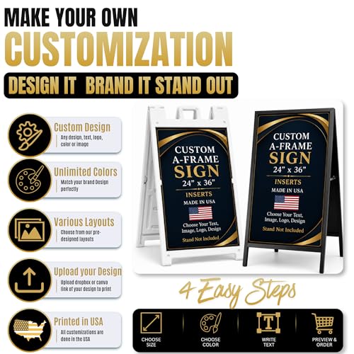 Custom Sandwich Board Signs Outdoor Waterproof A-Frame Signs Printed in USA - color: A-Frame Inserts