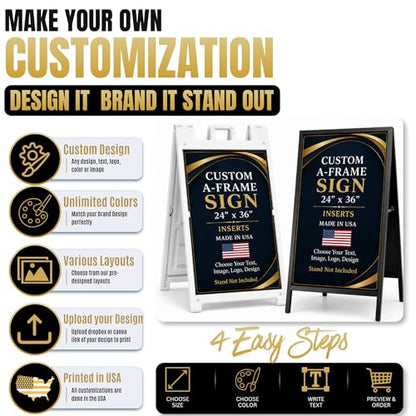 Custom Sandwich Board Signs Outdoor Waterproof A-Frame Signs Printed in USA - color: A-Frame Inserts