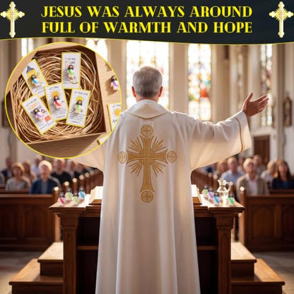 CroBlissful 100 Sets Mini Jesus Figurines Glow in Dark, Glowing Open Arms - style: Glowing Open Arms