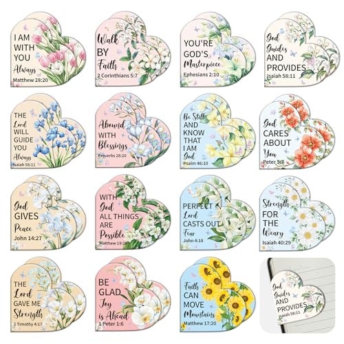 Wxiben 30 Pcs Bible Christian Heart Magnetic Bookmark Book Mark Page Clip - style: Bible Verses