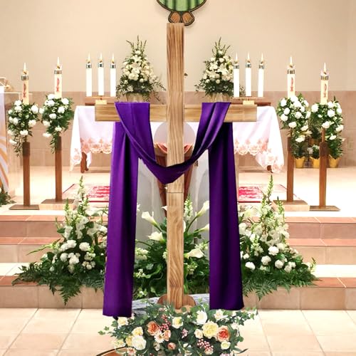 Kuabiz Large Wood Cross 32 Inch Easter Wood Standing Cross Decoration Jesus Christ Catholic Crafted Supplies He Is Risen Outdoor Decor for Home Wedding Communion Churchr (Lighting Not Included)