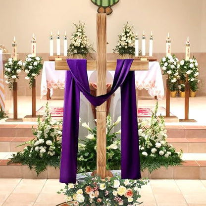 Kuabiz Large Wood Cross 32 Inch Easter Wood Standing Cross Decoration Jesus Christ Catholic Crafted Supplies He Is Risen Outdoor Decor for Home Wedding Communion Churchr (Lighting Not Included)