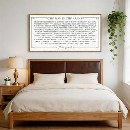 Aurlan The Man In The Arena Framed Canvas Wall Art 40x20 Inch - color: The Man In The Arena (White), size: 40"L x 20"W