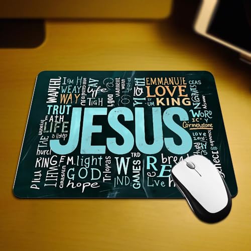 Gaming Mouse Pad Religious Christian Jesus Quotes Non-Slip Rubber Mouse Pad for Computers, Laptop, Office, Home Rectangle Personalized Mousepad 9.5 Inch x 7.9 Inch