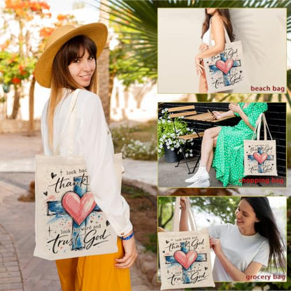 Faith Canvas Tote Bag, Christian Gifts for Women Mama Sister Inspirational Bible Verse Birthday Christmas - color: Christian 884