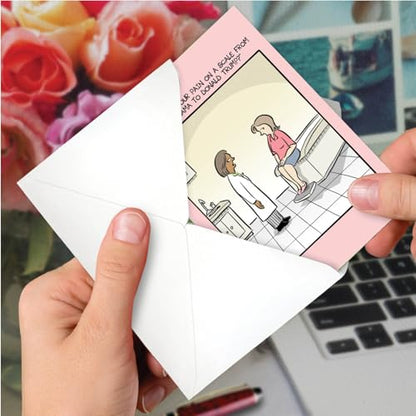 NobleWorks Funny Get Well Soon Cartoon Humor Card w/Envelope C6361FBG - style: Pain Scale