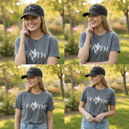 Three Nails Cross Christian Hats, Embroidered Baseball Caps for Adults - color: Black White With Text