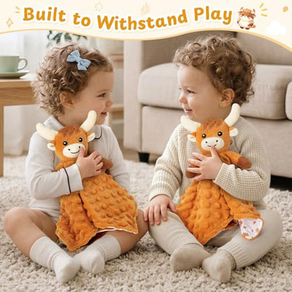 Loveys for Babies, Brown Highland Cow Baby Security Blanket - color: Brown Highland Cattle