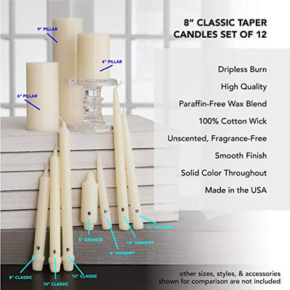 Colonial Candle Unscented Taper Candle, Classic Collection, Limoncello, 8 in, Pack of 12 - Up to 6 Hours Burn - color: Limoncello, size: 8 In, style: Classic