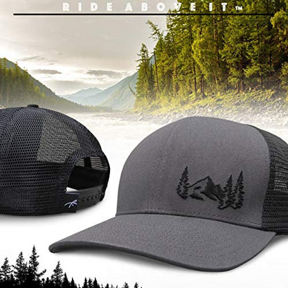 Grace Folly Trucker Hat for Men or Women- Many Cool Designs - color: Mountain- Gray