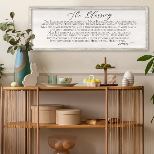 RLWangChao The Blessing Wall Art, 32x12 Inch, White - color: The Lord Bless You And Keep You (White), size: 32"L x 12"W