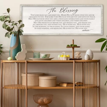 RLWangChao The Blessing Wall Art, 32x12 Inch, White - color: The Lord Bless You And Keep You (White), size: 32"L x 12"W